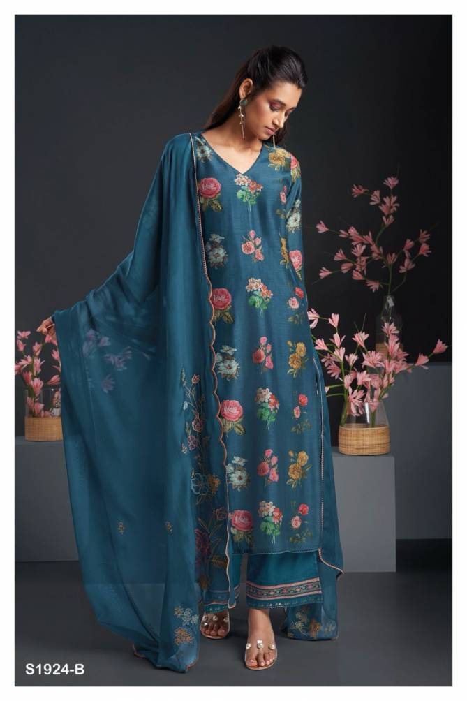 Haylo1924 By Ganga Premium Cotton Silk Kurti With Bottom Dupatta Dress Material Catalog